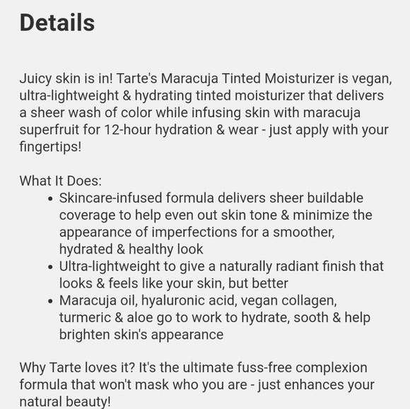 SAMPLE TARTE MARACUJA TINTED HYDRATOR DELUXE SAMPLE IN 20N LIGHT NEUTRAL. - Picture 6 of 8